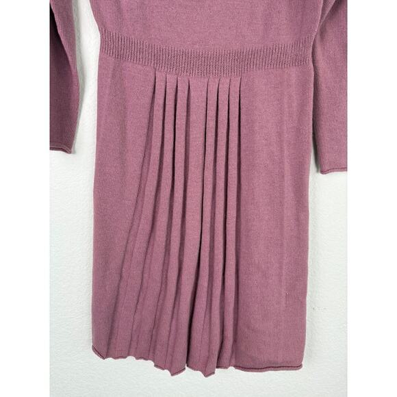 Fontana 2.0 Pink Pleated Front Scoop Neck Sweater Dress Cashmere Blend Size M - Picture 4 of 10